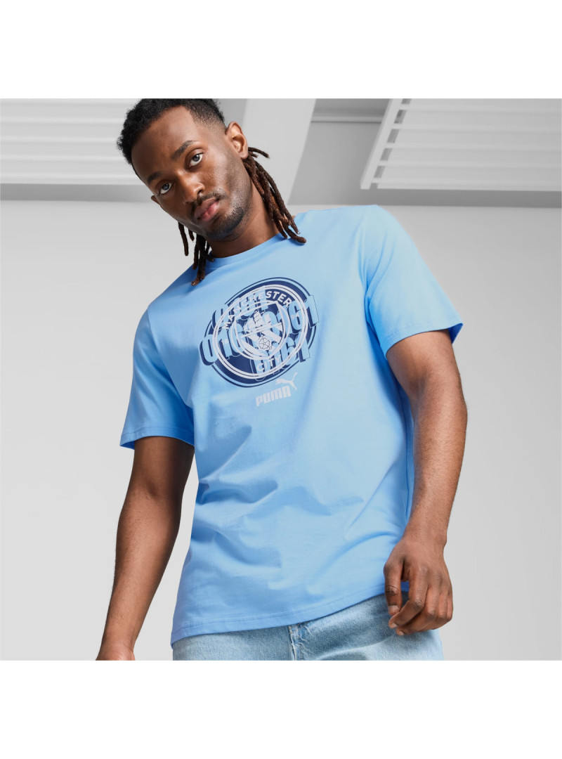 Puma Męski T-shirt Mcfc Ftblculture Tee Team Ligh 77777439 Niebieski | Sklep Monotox