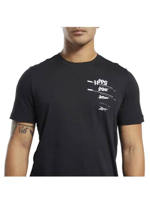Reebok Męski T-shirt Ts Cotton Graphic Tee FL0596 Czarny | Sklep Monotox