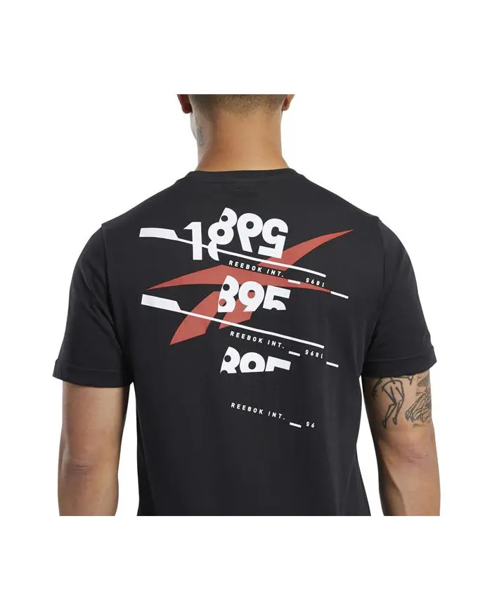Reebok Męski T-shirt Ts Cotton Graphic Tee FL0596 Czarny | Sklep Monotox