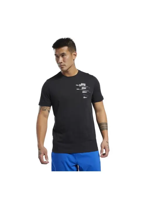 Reebok Męski T-shirt Ts Cotton Graphic Tee FL0596 Czarny | Sklep Monotox