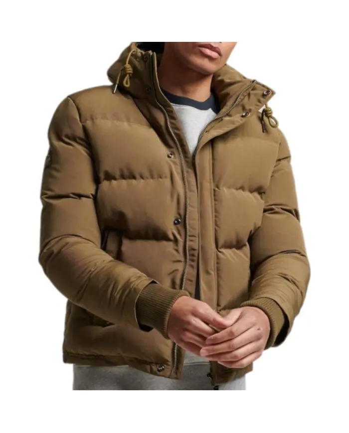 Superdry Męska Kurtka Everest Short Hooded Puffer M5011743A03O Zielony | Sklep Monotox