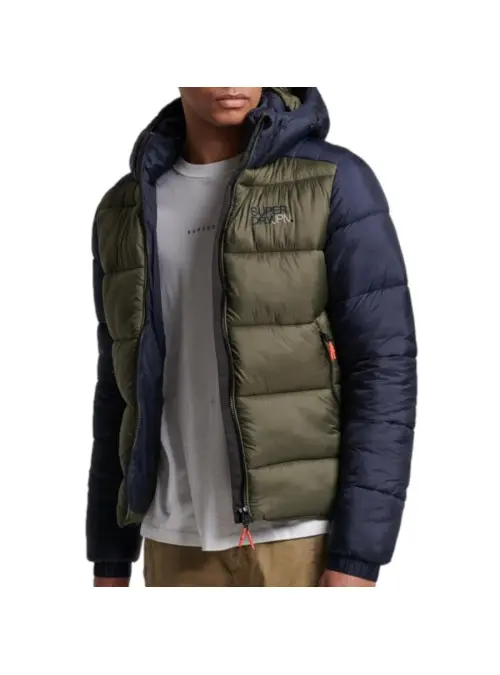 Superdry Męska Kurtka Hood Colour Block Sport Puffer M5011752A9UK Wielokolorowy | Sklep Monotox