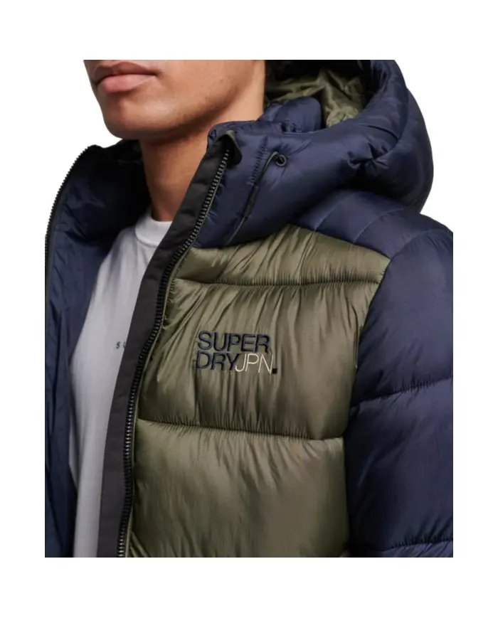 Superdry Męska Kurtka Hood Colour Block Sport Puffer M5011752A9UK Wielokolorowy | Sklep Monotox