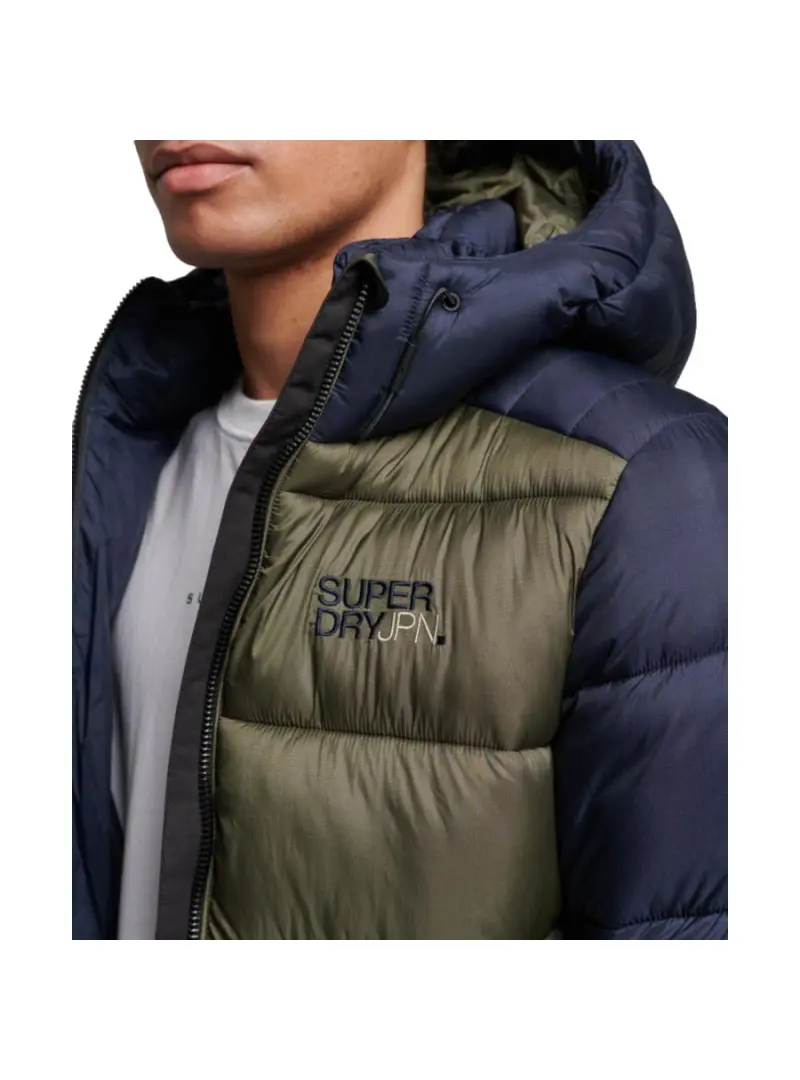 Superdry Męska Kurtka Hood Colour Block Sport Puffer M5011752A9UK Wielokolorowy | Sklep Monotox
