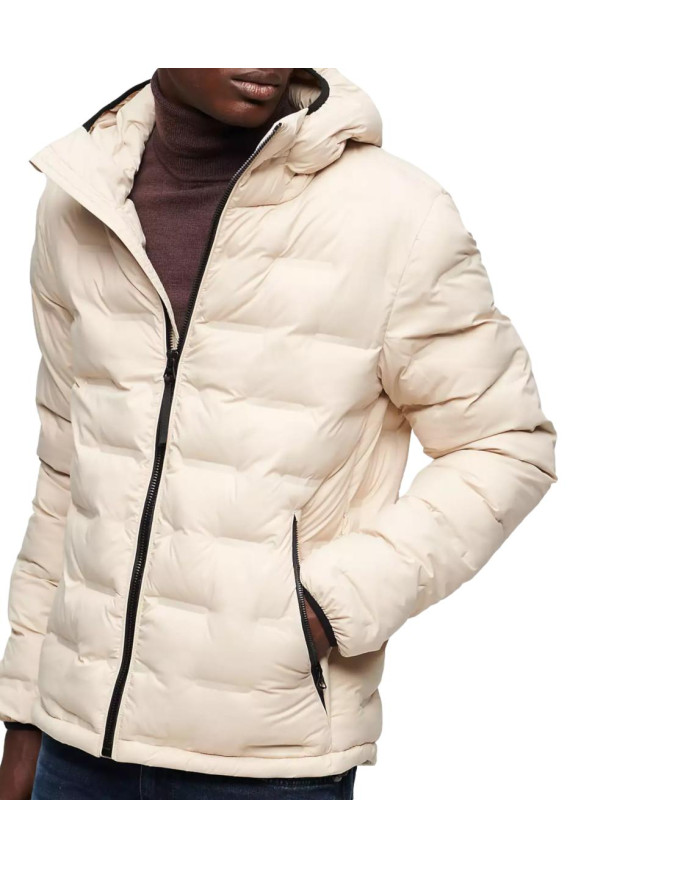 Superdry Męska Bluza Short Quilted Puffer Coat M5011811A1LA Beżowy | Sklep Monotox