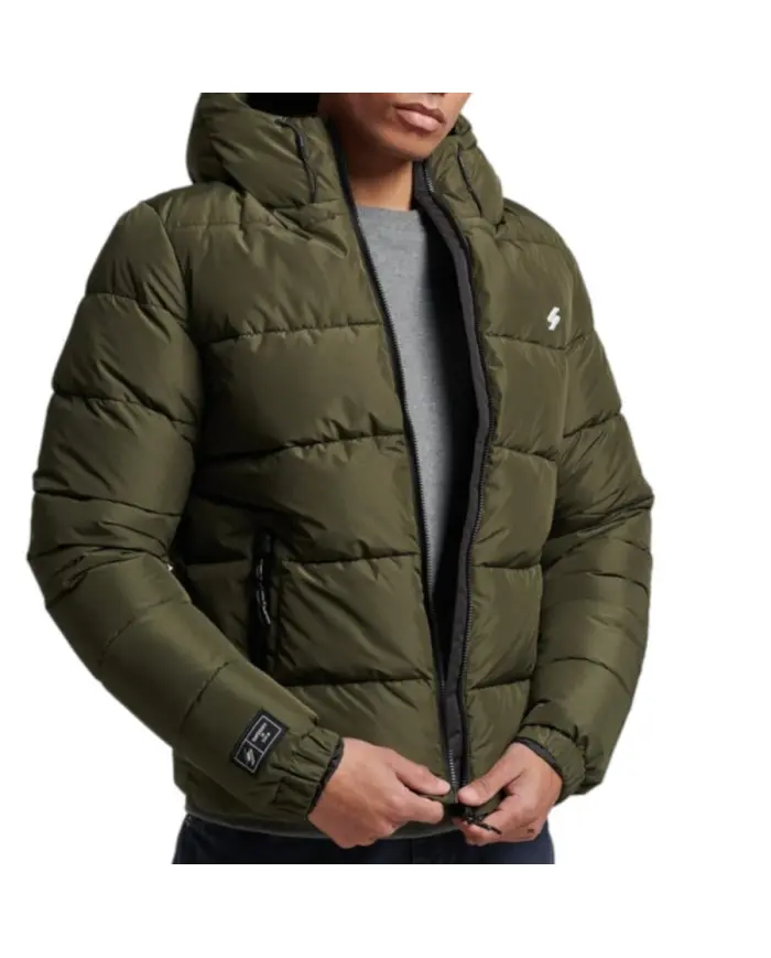 Superdry Męska Kurtka Hooded Sports Puffr Jacket M5011827A1IP Zielony | Sklep Monotox