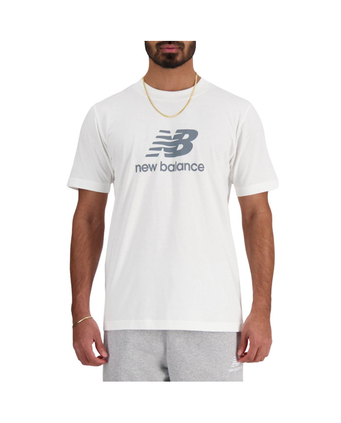 New Balance Męski T-shirt S/s New Balance Stacked Lo Wt MT41502WT Biały | Sklep Monotox