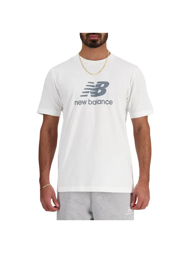 New Balance Męski T-shirt S/s New Balance Stacked Lo Wt MT41502WT Biały | Sklep Monotox