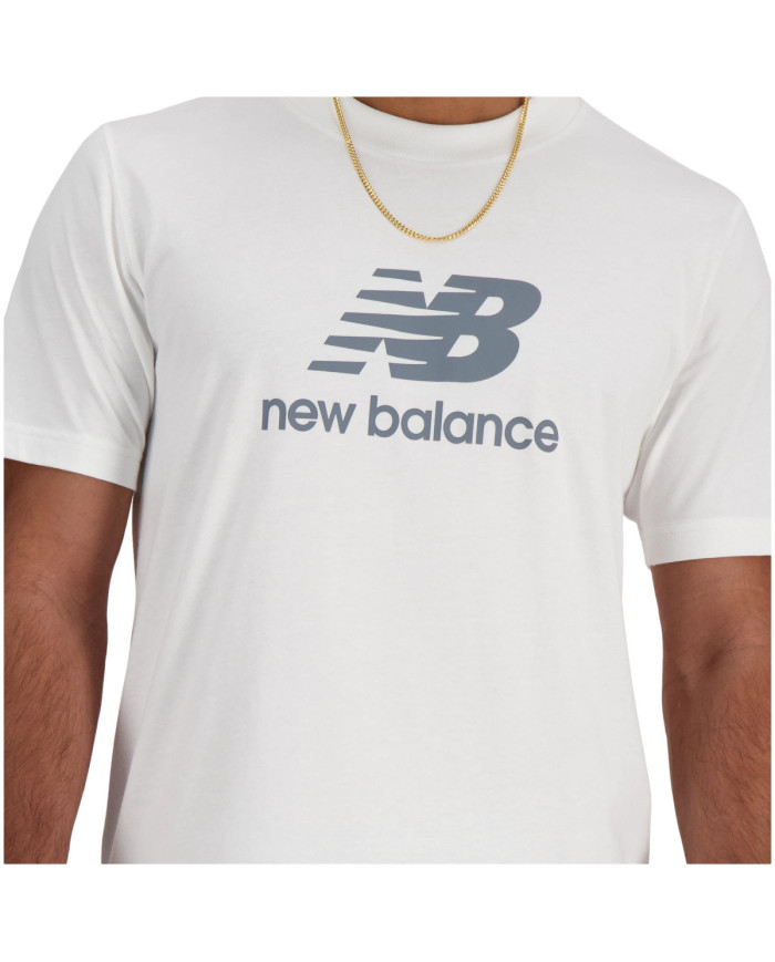 New Balance Męski T-shirt S/s New Balance Stacked Lo Wt MT41502WT Biały | Sklep Monotox