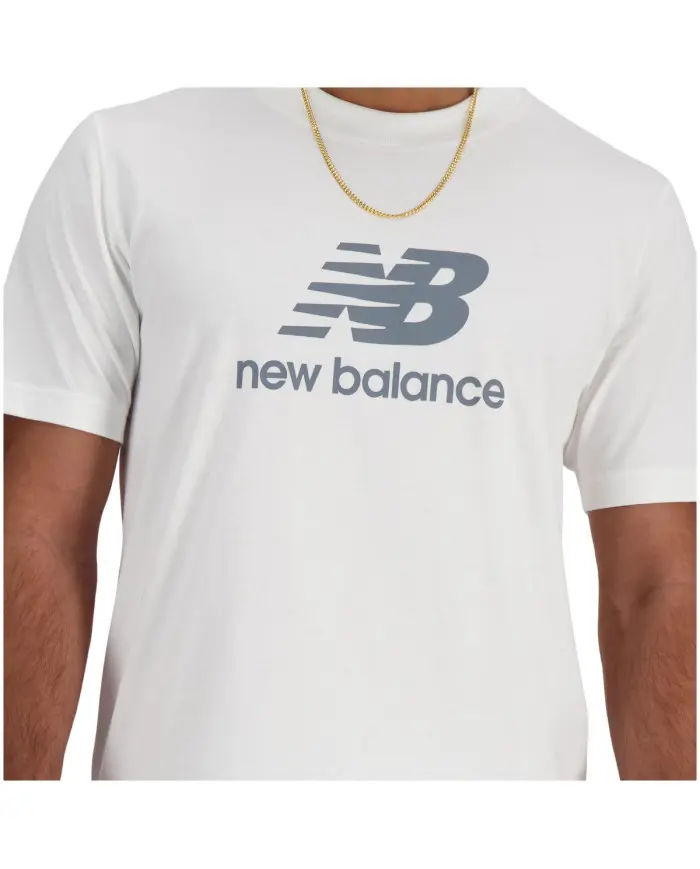 New Balance Męski T-shirt S/s New Balance Stacked Lo Wt MT41502WT Biały | Sklep Monotox