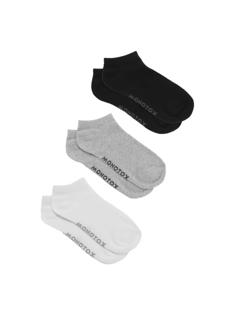 Monotox Męskie Skarpety No-Show Basic 3-PAK MX11001 Białe/Szare/Czarne | Sklep Monotox