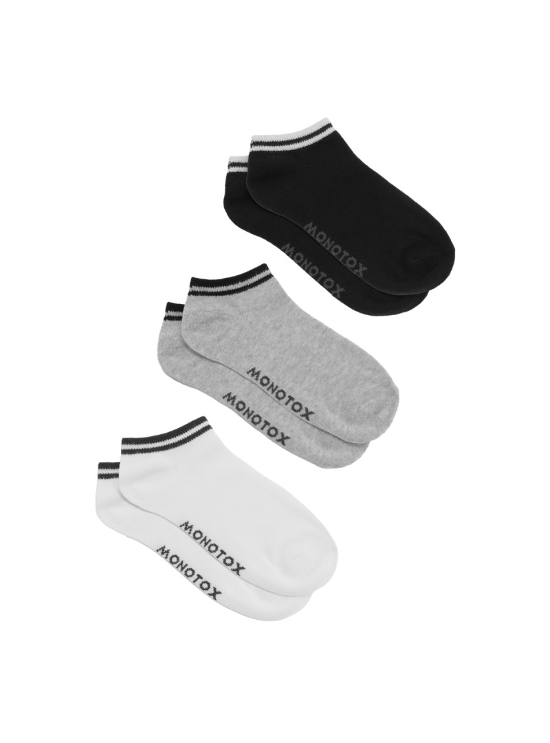 Monotox Męskie Skarpety No-Show Stripes 3-PAK MX11005 White / Gray / Black | Sklep Monotox