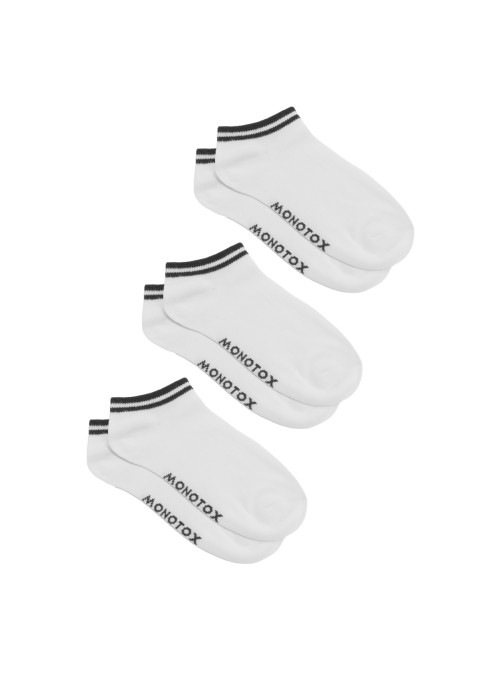Monotox Męskie Skarpety No-Show Stripes 3-PAK MX11006 Biały | Sklep Monotox