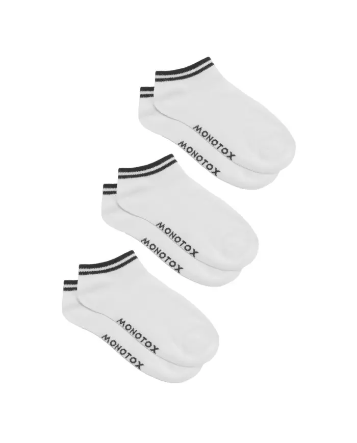 Monotox Męskie Skarpety No-Show Stripes 3-PAK MX11006 Biały | Sklep Monotox