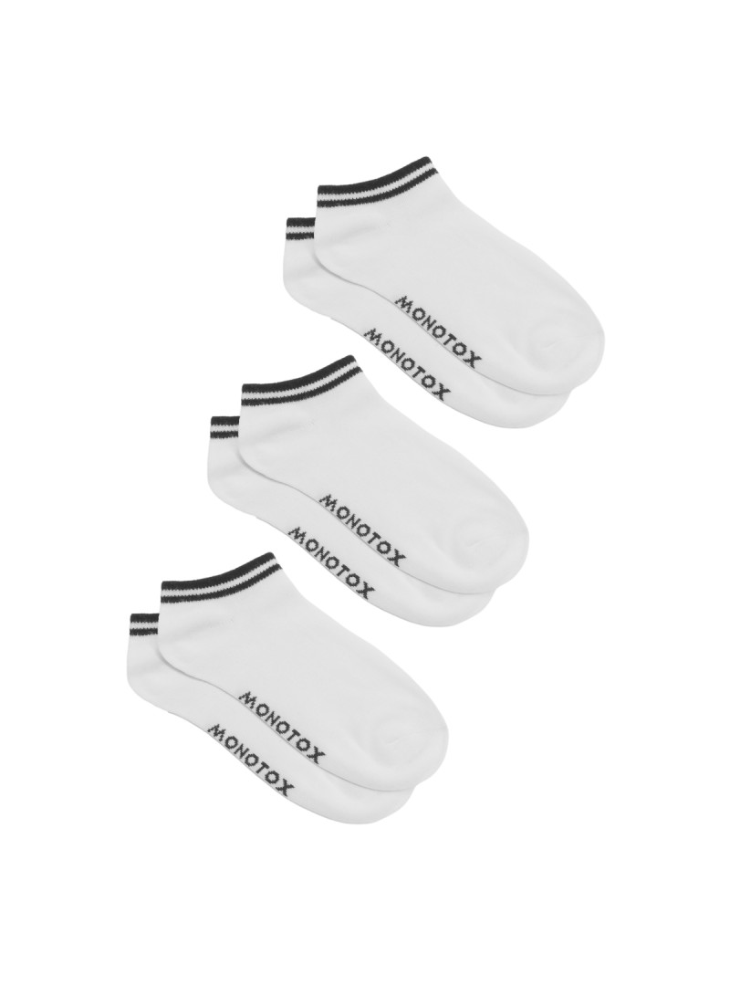 Monotox Męskie Skarpety No-Show Stripes 3-PAK MX11006 Biały | Sklep Monotox