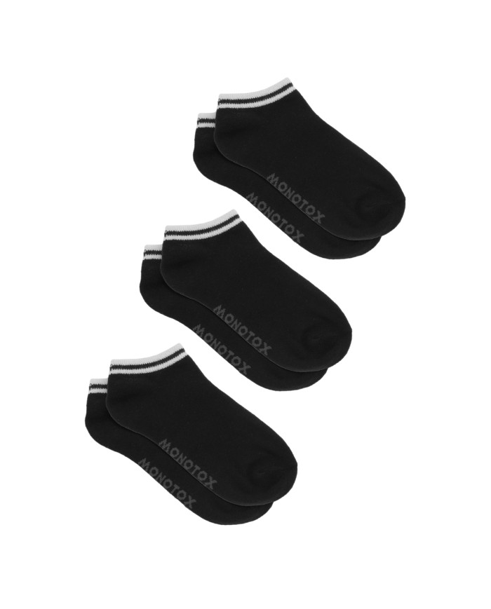 Monotox Męskie Skarpety No-Show Stripes 3-PAK MX11007 Czarny | Sklep Monotox