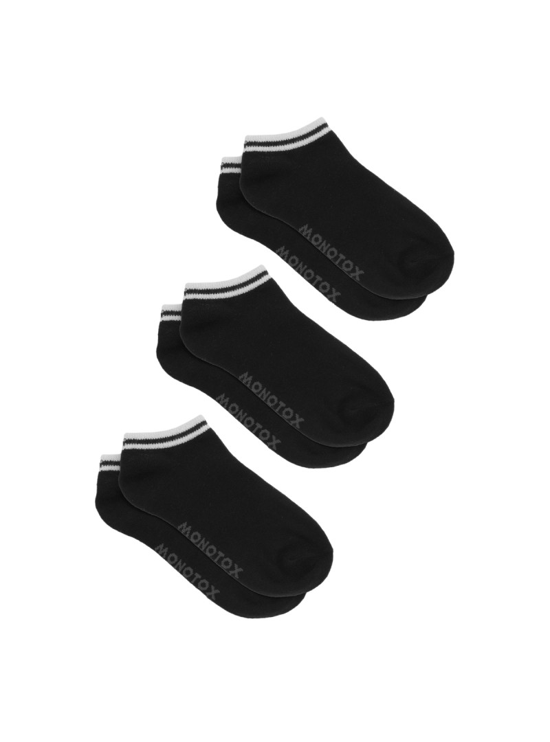 Monotox Męskie Skarpety No-Show Stripes 3-PAK MX11007 Czarny | Sklep Monotox