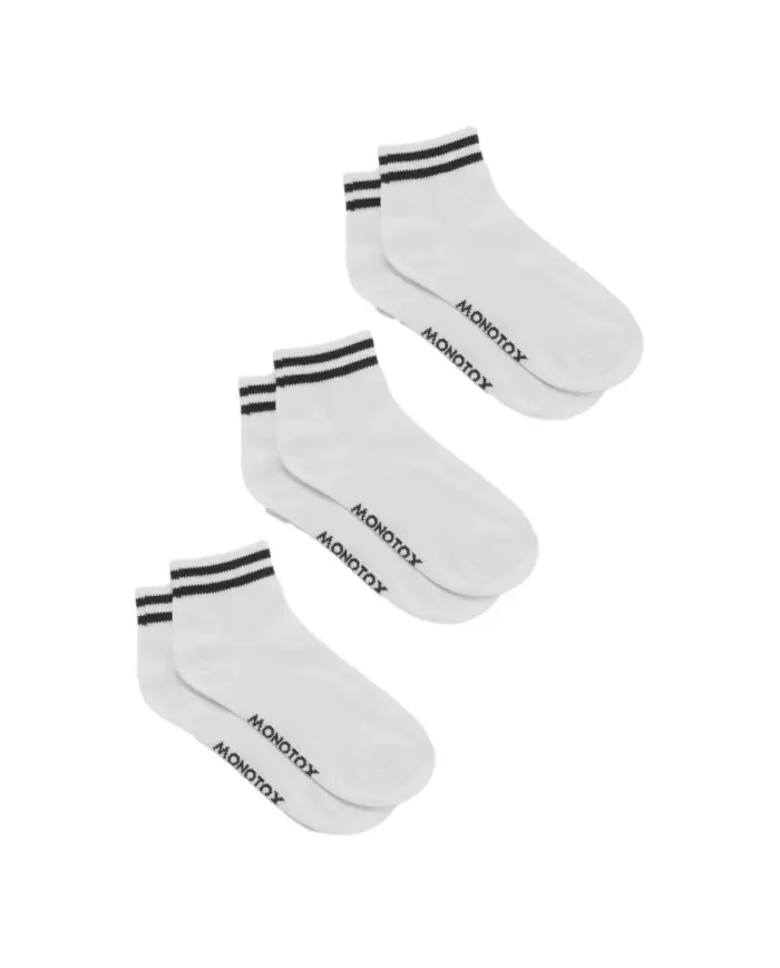 Monotox Męskie Skarpety Ankle Stripes 3-PAK MX11010 Biały | Sklep Monotox