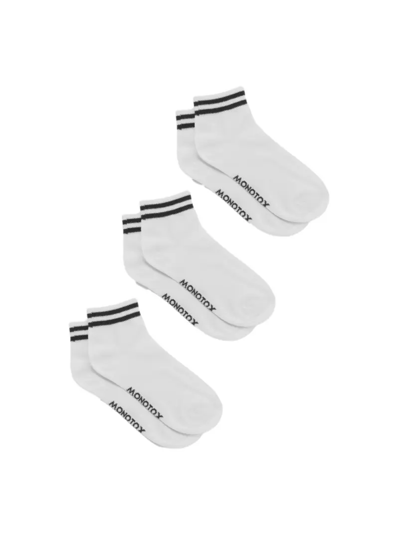 Monotox Męskie Skarpety Ankle Stripes 3-PAK MX11010 Biały | Sklep Monotox