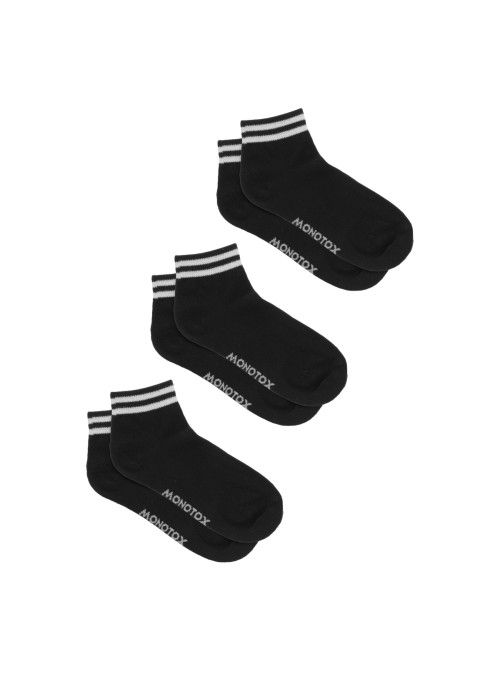 Monotox Męskie Skarpety Ankle Stripes 3-PAK MX11011 Czarny | Sklep Monotox