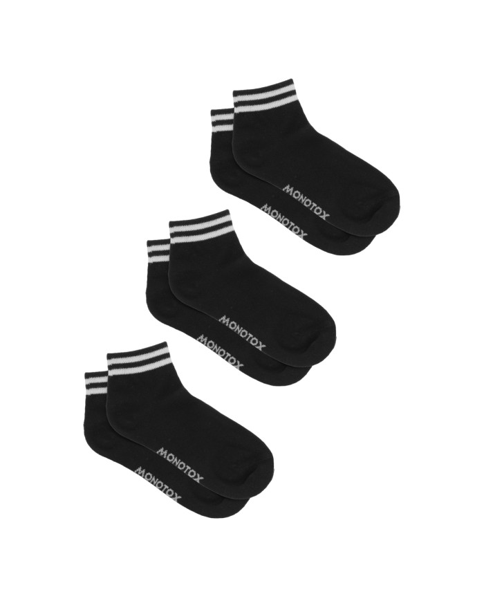 Monotox Męskie Skarpety Ankle Stripes 3-PAK MX11011 Czarny | Sklep Monotox