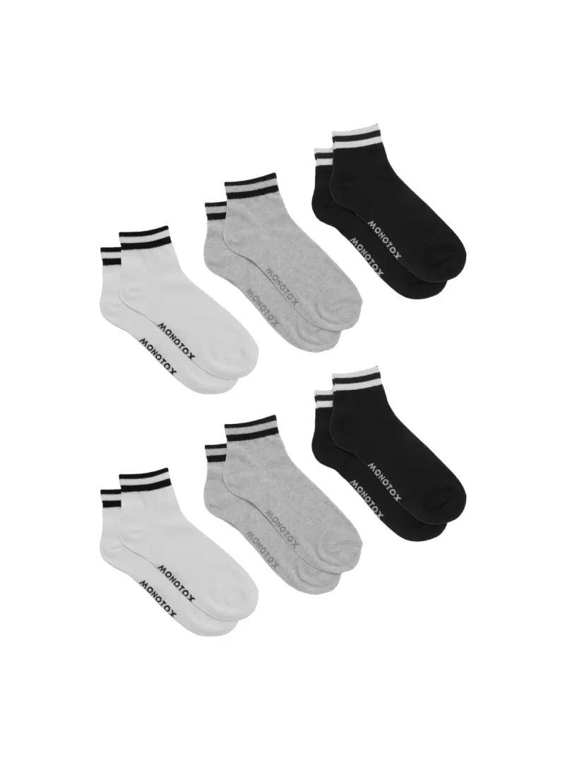 Monotox Męskie Skarpety Ankle Stripes 6-PAK MX11012 White / Gray / Black | Sklep Monotox