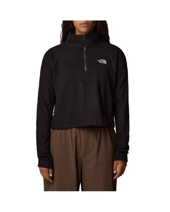 The North Face Damska Bluza W 100 Glacier Crop 1/4 NF0A855N4H0 Czarny | Sklep Monotox