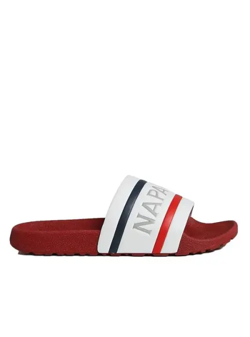 Napapijri Męskie Klapki Stream Slide NP0A4GTV02Y White / Red / Navy | Sklep Monotox