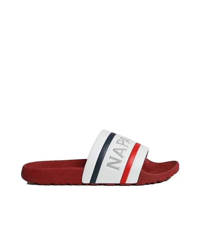 Napapijri Męskie Klapki Stream Slide NP0A4GTV02Y White / Red / Navy | Sklep Monotox