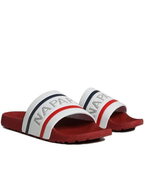 Napapijri Męskie Klapki Stream Slide NP0A4GTV02Y White / Red / Navy | Sklep Monotox