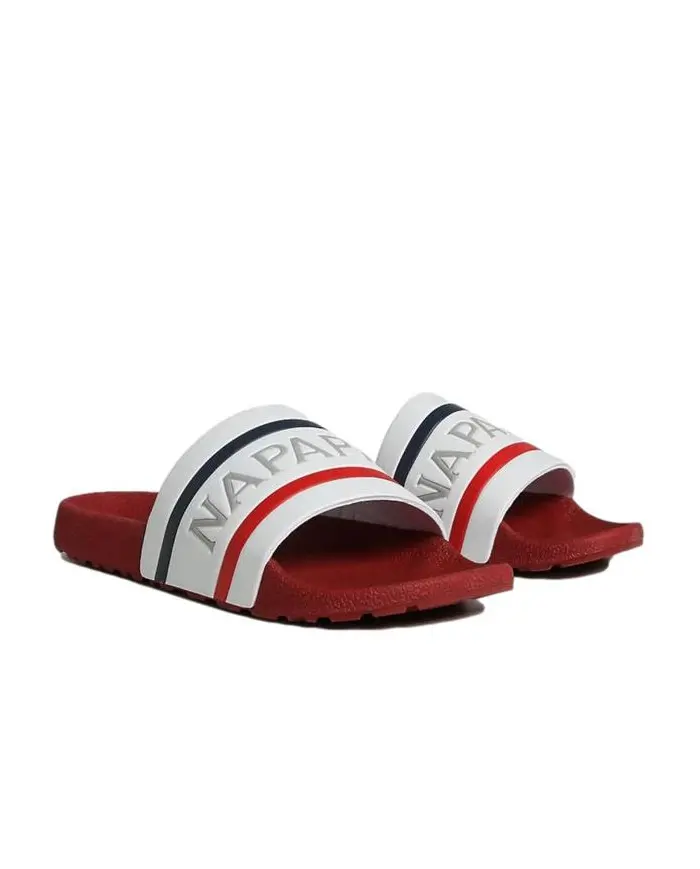 Napapijri Męskie Klapki Stream Slide NP0A4GTV02Y White / Red / Navy | Sklep Monotox