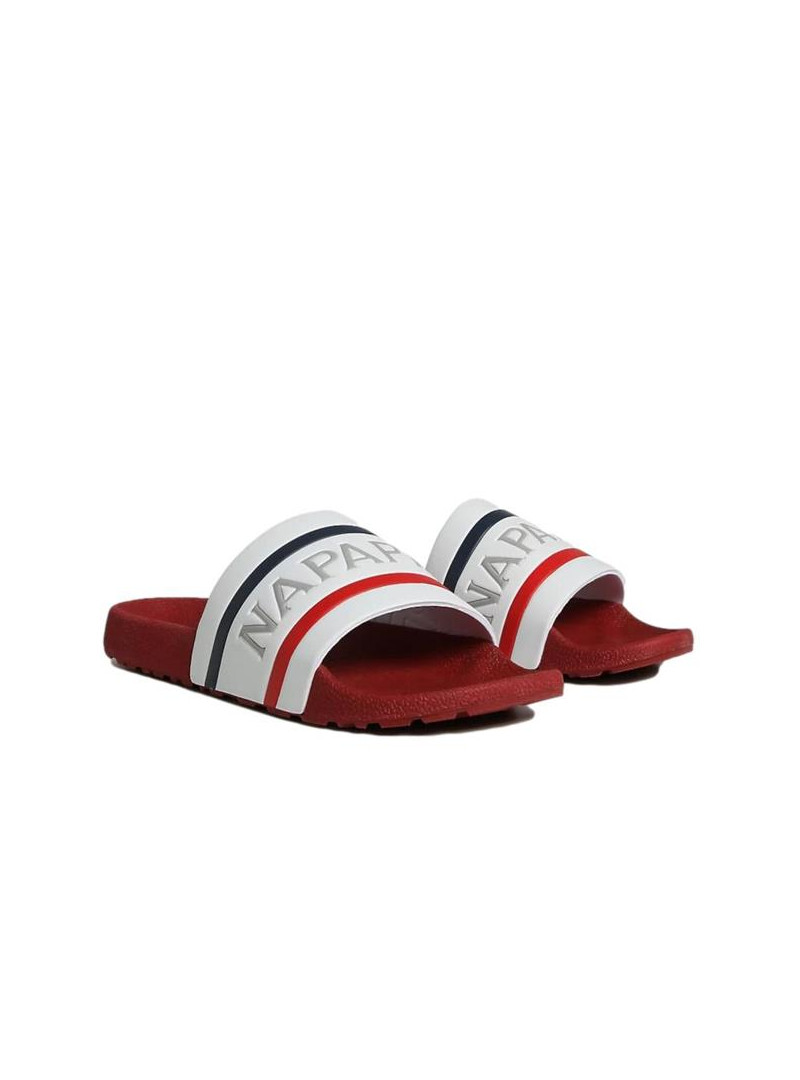 Napapijri Męskie Klapki Stream Slide NP0A4GTV02Y White / Red / Navy | Sklep Monotox