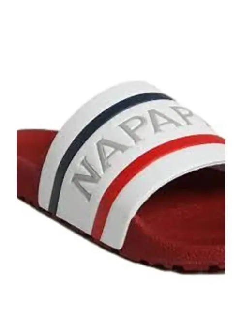 Napapijri Męskie Klapki Stream Slide NP0A4GTV02Y White / Red / Navy | Sklep Monotox