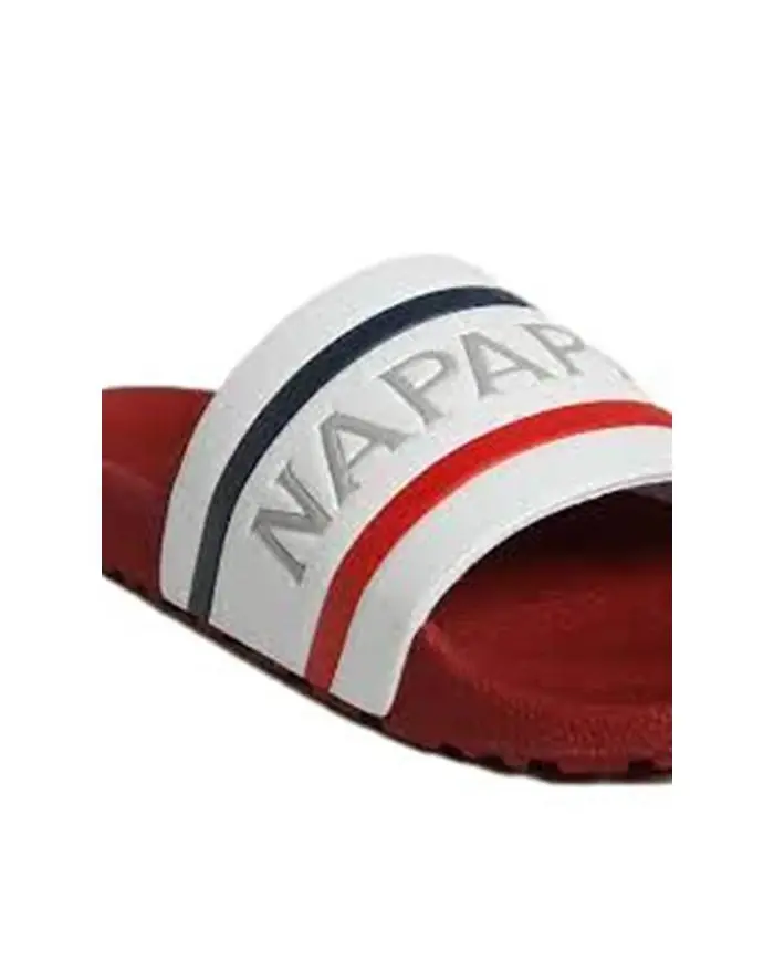 Napapijri Męskie Klapki Stream Slide NP0A4GTV02Y White / Red / Navy | Sklep Monotox