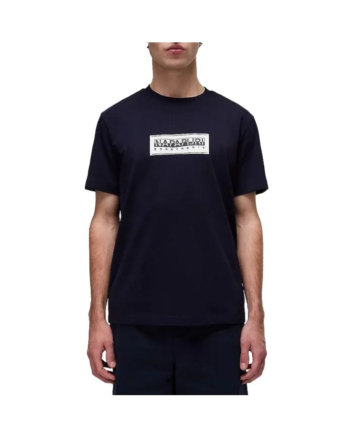 Napapijri Męski T-shirt S-box Logo Ss NP0A4I3L176 Granatowy | Sklep Monotox