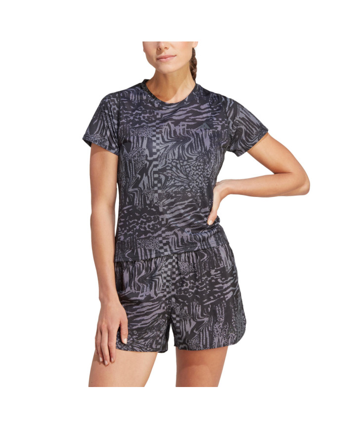 Adidas Koszulka damska adidas Performance RI 3B AOP TEE HY6951 - Brązowa | Sklep Monotox