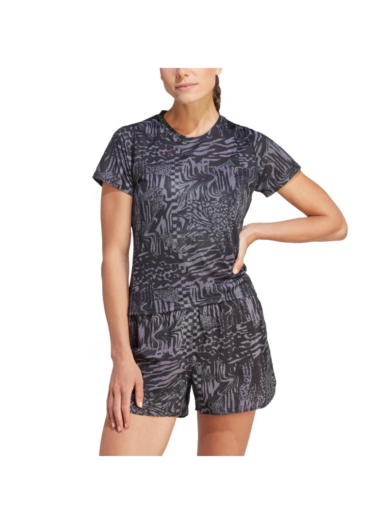 Adidas Koszulka damska adidas Performance RI 3B AOP TEE HY6951 - Brązowa | Sklep Monotox