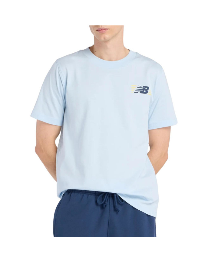 New Balance Koszulka męska LINES T-SHIRT MT6179UMAA1 - Niebieska | Sklep Monotox