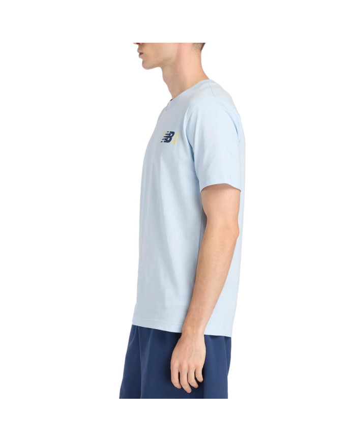 New Balance Koszulka męska LINES T-SHIRT MT6179UMAA1 - Niebieska | Sklep Monotox