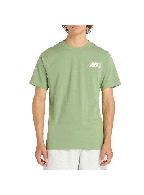 New Balance Koszulka męska LINES T-SHIRT MT6179UMAAR - Zielona | Sklep Monotox