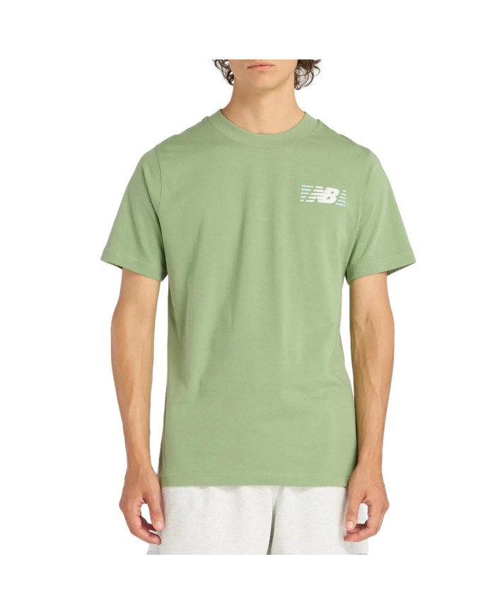 New Balance Koszulka męska LINES T-SHIRT MT6179UMAAR - Zielona | Sklep Monotox