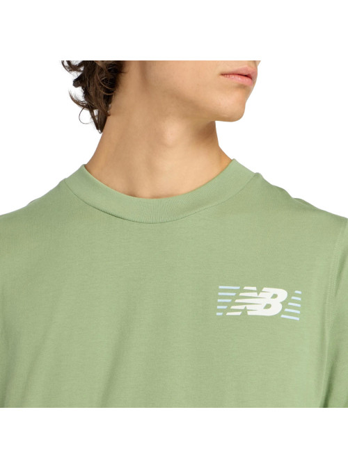 New Balance Koszulka męska LINES T-SHIRT MT6179UMAAR - Zielona | Sklep Monotox