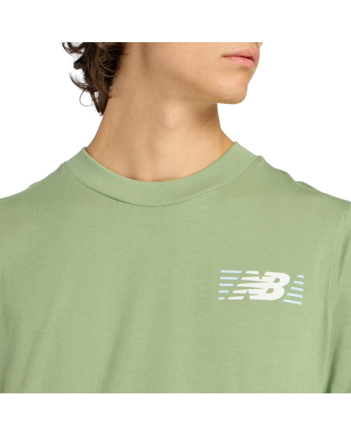 New Balance Koszulka męska LINES T-SHIRT MT6179UMAAR - Zielona | Sklep Monotox