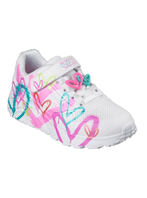 Skechers Buty dziecięce UNO LITE - HEART STATUS 314966LWMLT - Białe | Sklep Monotox
