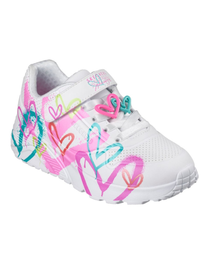 Skechers Buty dziecięce UNO LITE - HEART STATUS 314966LWMLT - Białe | Sklep Monotox