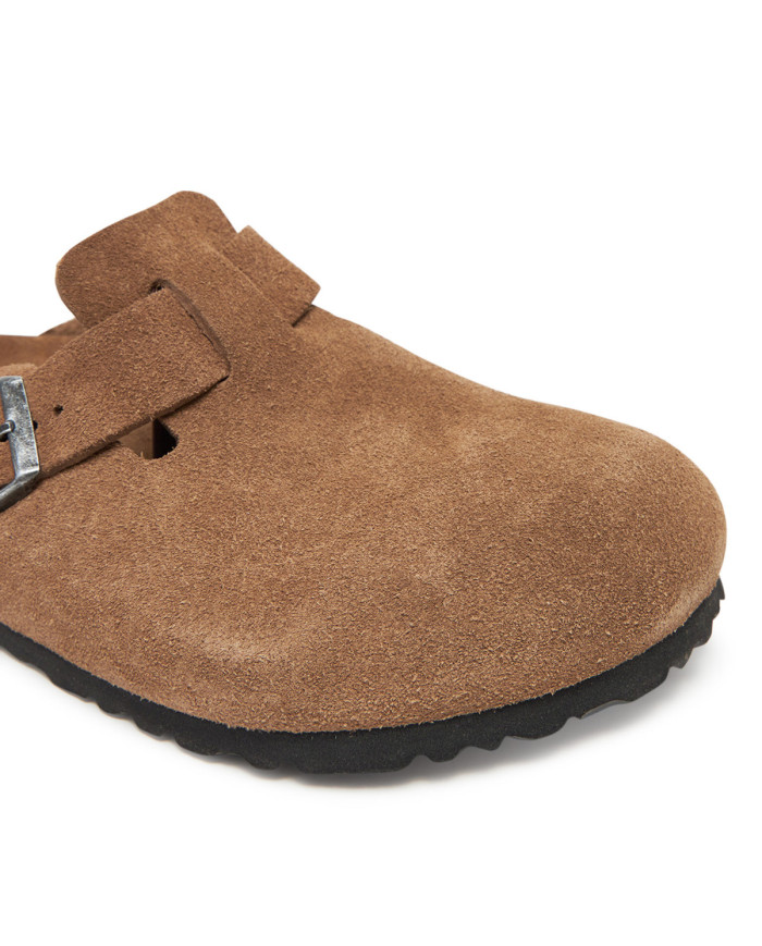 Birkenstock Klapki damskie BOSTON SFB LEVE 1030814 - Brązowe | Sklep Monotox