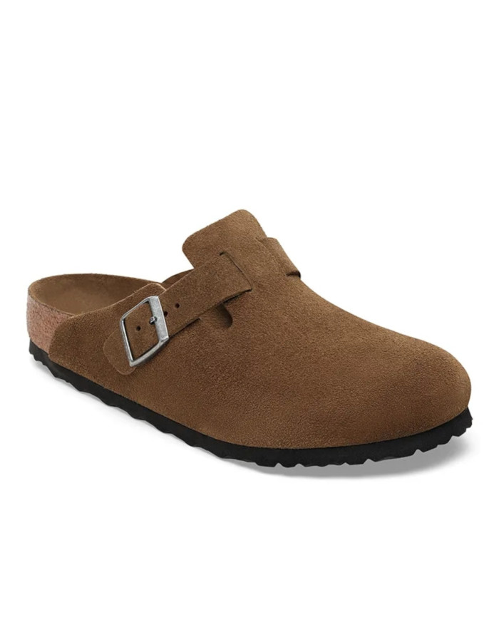 Birkenstock Klapki damskie BOSTON SFB LEVE 1030861 - Brązowe | Sklep Monotox