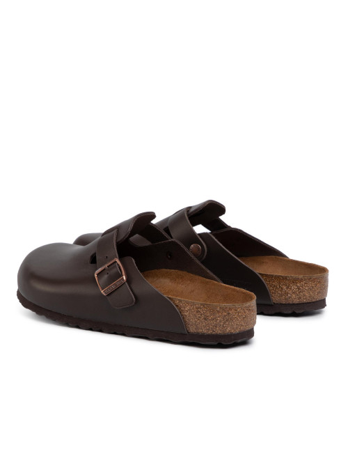 Birkenstock Klapki męskie BOSTON LEATHER UNISEX REGULAR 0060101 - Brązowe | Sklep Monotox