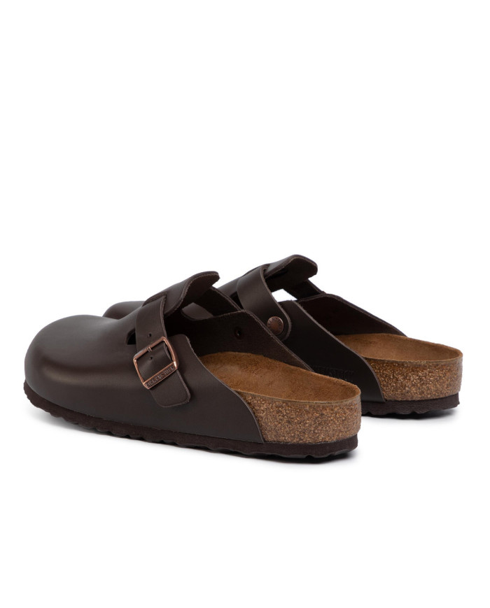 Birkenstock Klapki męskie BOSTON LEATHER UNISEX REGULAR 0060101 - Brązowe | Sklep Monotox