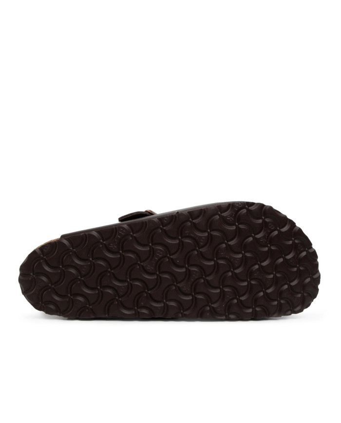 Birkenstock Klapki męskie BOSTON LEATHER UNISEX REGULAR 0060101 - Brązowe | Sklep Monotox